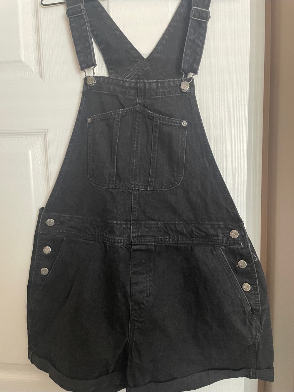 NWOT Old Navy Black Denim Short Overalls